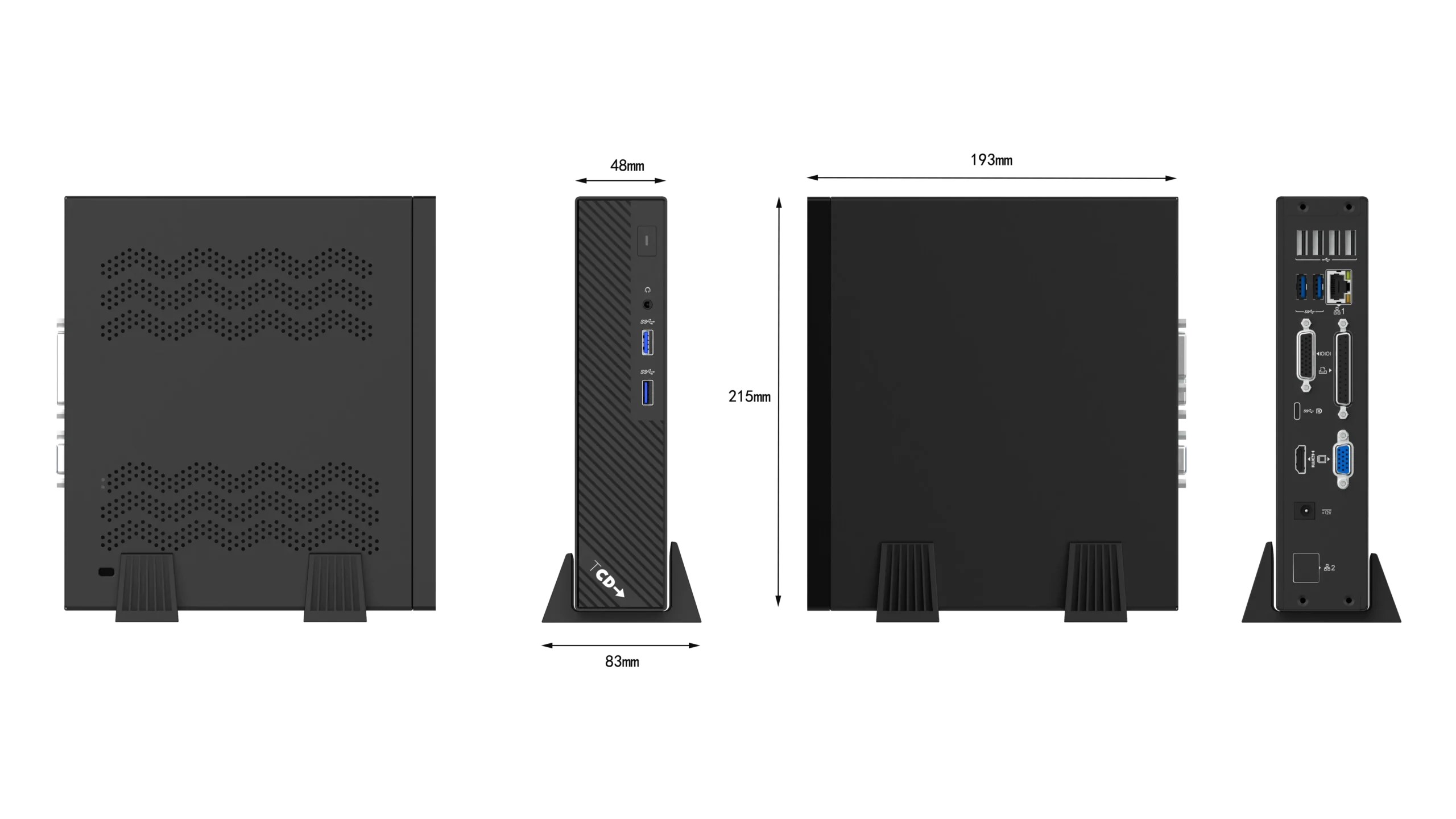 TCD 2 Series 002 thin client endpoint all sides with measurements