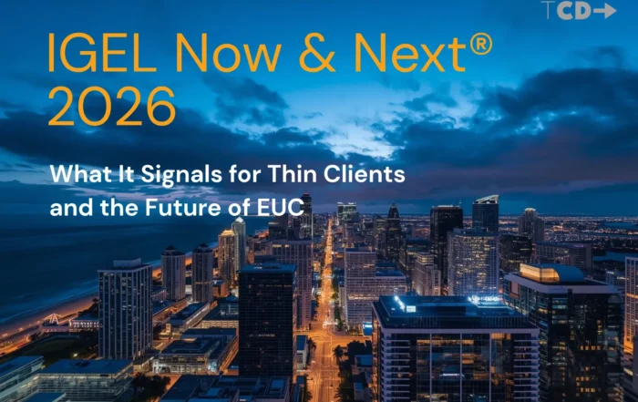 IGEL Now & Next 2026 event in Miami skyline highlighting thin clients and modern EUC trends